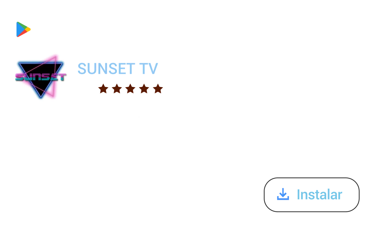 Sunset TV en Google Play: botón para instalar la app