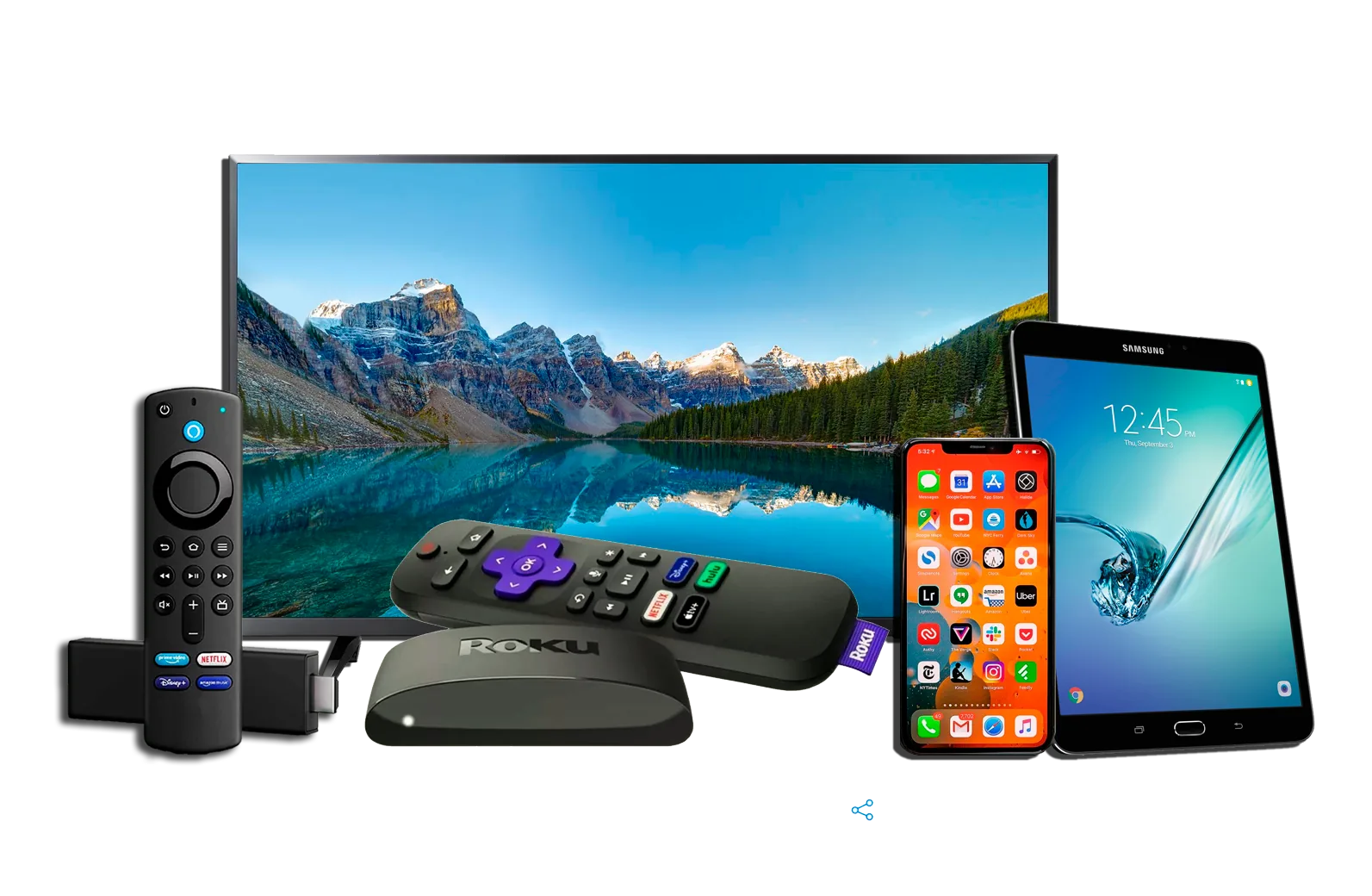 Dispositivos compatibles con Sunset TV: Smart TV, Roku, Fire TV Stick, celular y tablet