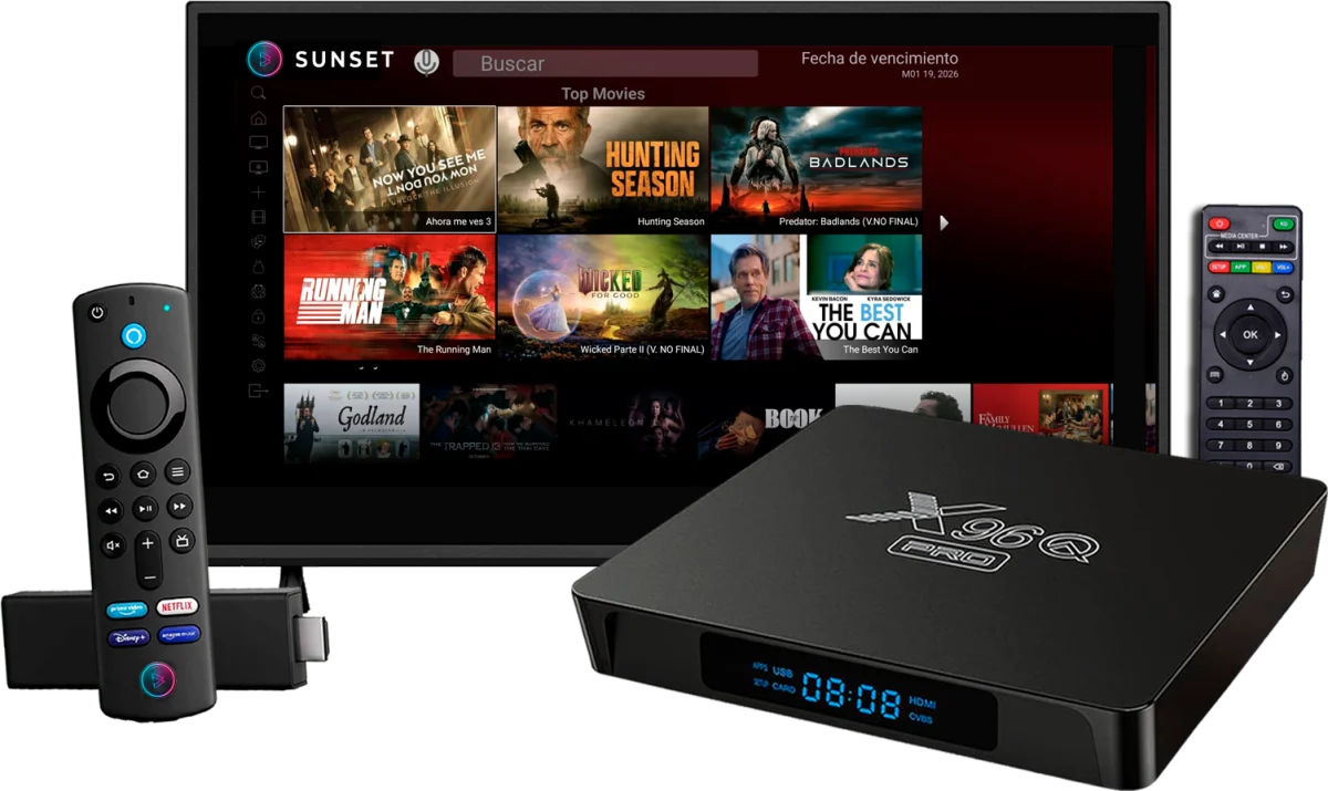 Dispositivos compatibles con Sunset TV: Smart TV, Firestick y TV Box