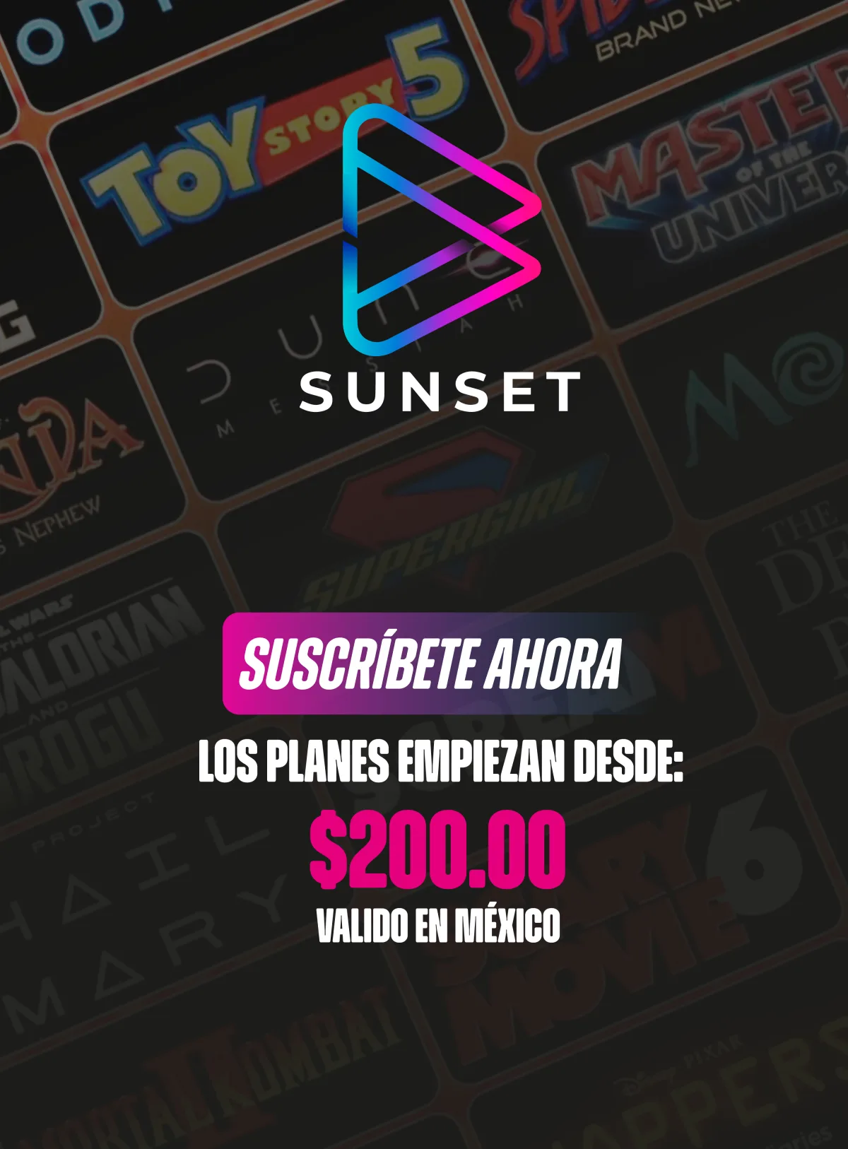 Suscríbete ahora a Sunset TV: los planes empiezan desde $200.00, válido en México